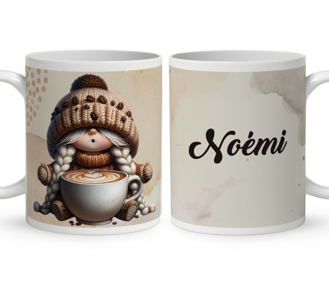 Névvel kérhető kávés manó lány - Imádom a kávét mintás bögre - otthon & életmód - konyhafelszerelés, tálalás - tálalás - bögre & csésze - Meska.hu