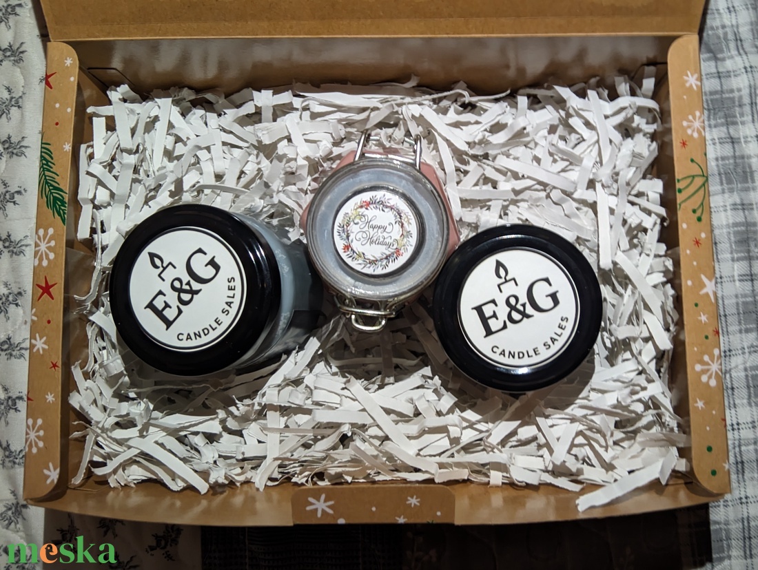 Tematikus gyertyacsomag karácsonyi dobozban - otthon & életmód - gyertya, illat, aroma - gyertya - Meska.hu