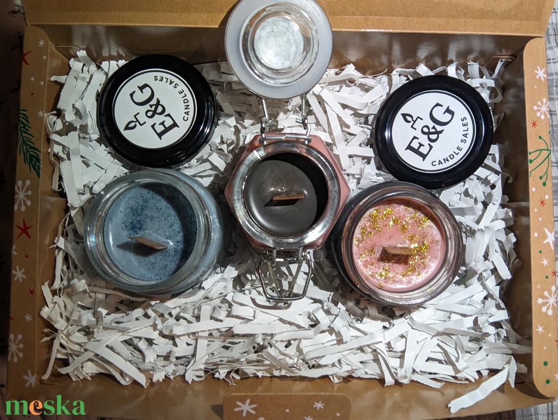 Tematikus gyertyacsomag karácsonyi dobozban - otthon & életmód - gyertya, illat, aroma - gyertya - Meska.hu