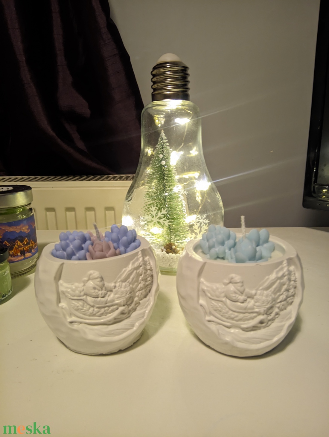 Mikulásos gipsztartó illatosított szójagyertyával - karácsony - karácsonyi lakásdekoráció - karácsonyi illatgyertya, mécses - Meska.hu