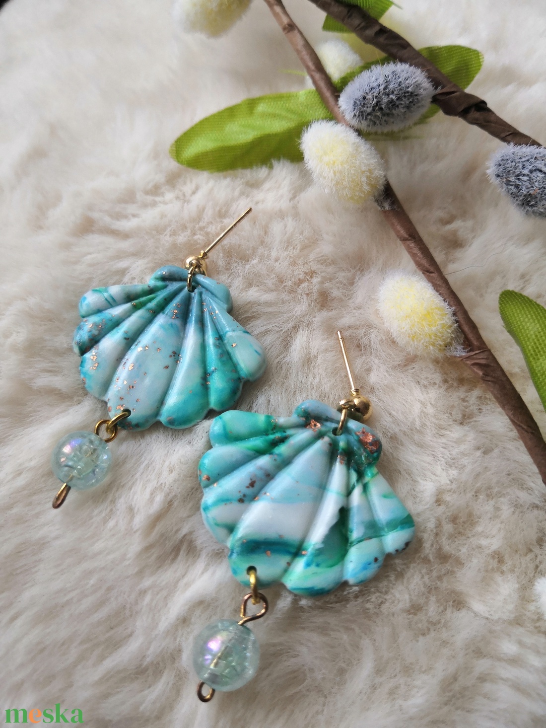 Polymer clay fülbevaló-Kagyló - ékszer - fülbevaló - lógó fülbevaló - Meska.hu Polymer clay fülbevaló-Kagyló - ékszer - fülbevaló - lógó fülbevaló - Meska.hu
