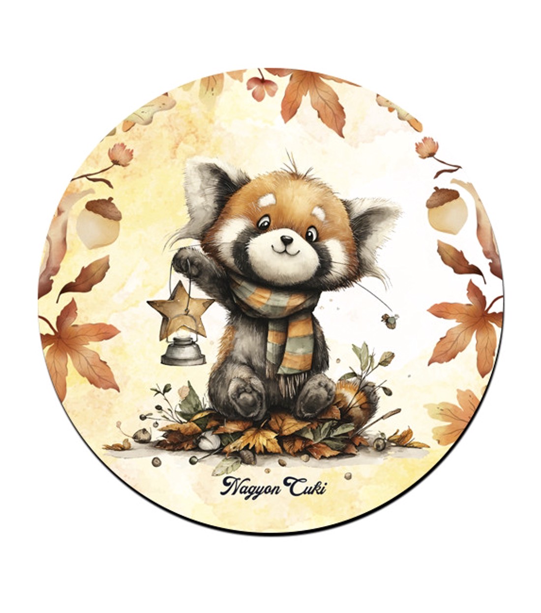 Cuki őszi vöröspanda és a lámpás pohár alátét -  - Meska.hu