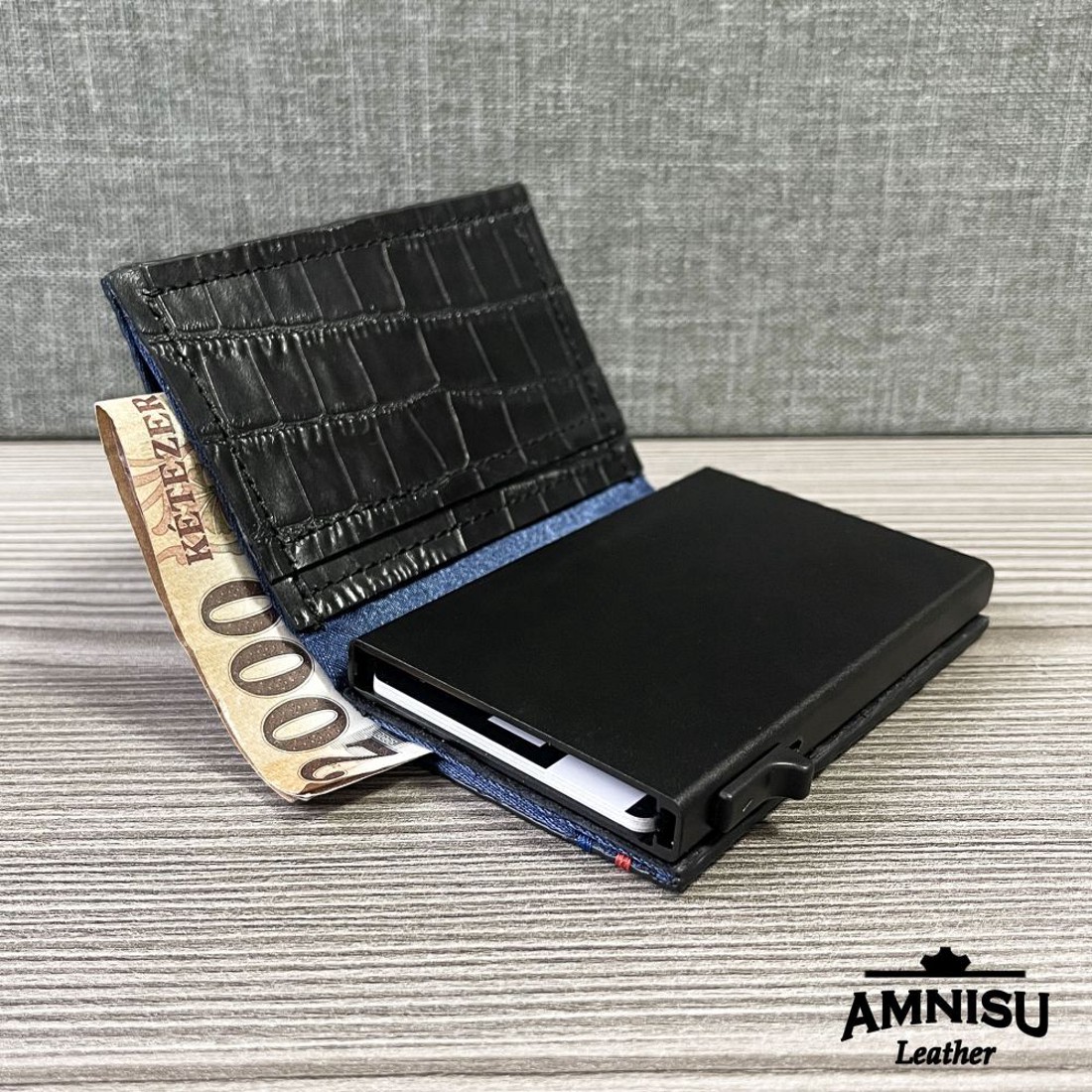 Fekete alumínium irattartós pénztárca - táska & tok - pénztárca & más tok - pénztárca - női pénztárca - Meska.hu