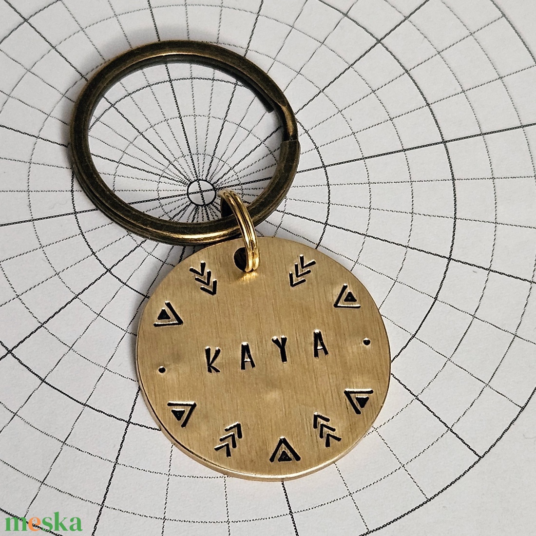 Kézműves sárgaréz kutyabiléta � Indián Motívum   (30mm) - otthon & életmód - kisállatoknak - kutyáknak - kutya biléta - Meska.hu