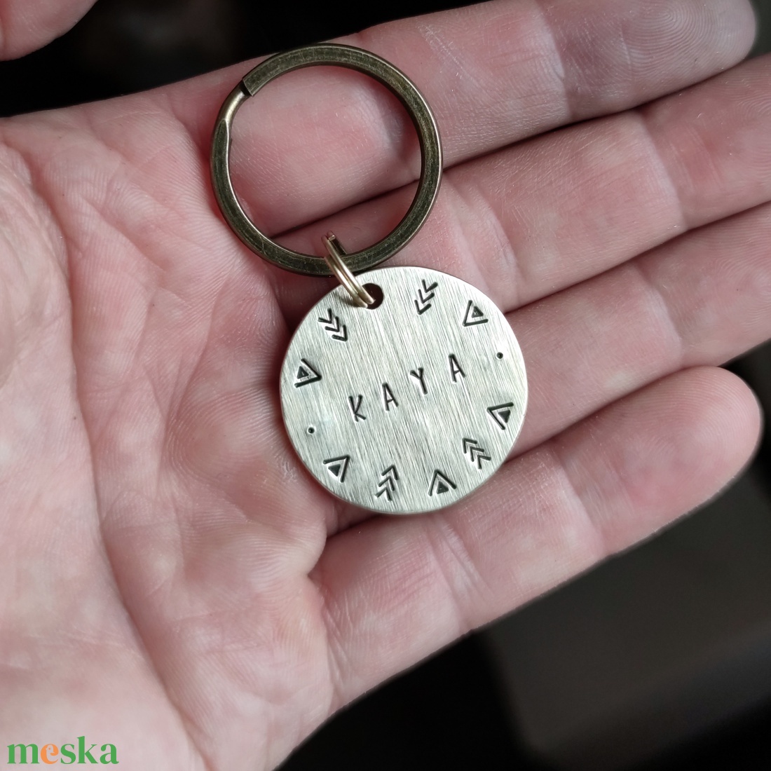 Kézműves sárgaréz kutyabiléta � Indián Motívum   (30mm) - otthon & életmód - kisállatoknak - kutyáknak - kutya biléta - Meska.hu