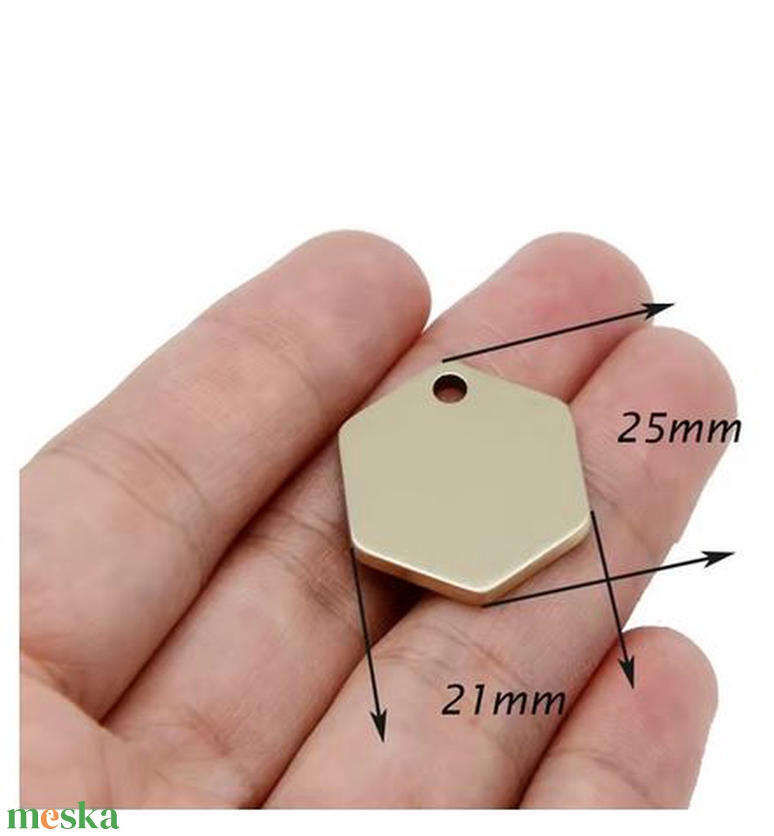 HEX MINI � Kézzel kalapált sárgaréz kutyabiléta (25 � 21 mm) - otthon & életmód - kisállatoknak - kutyáknak - kutya biléta - Meska.hu