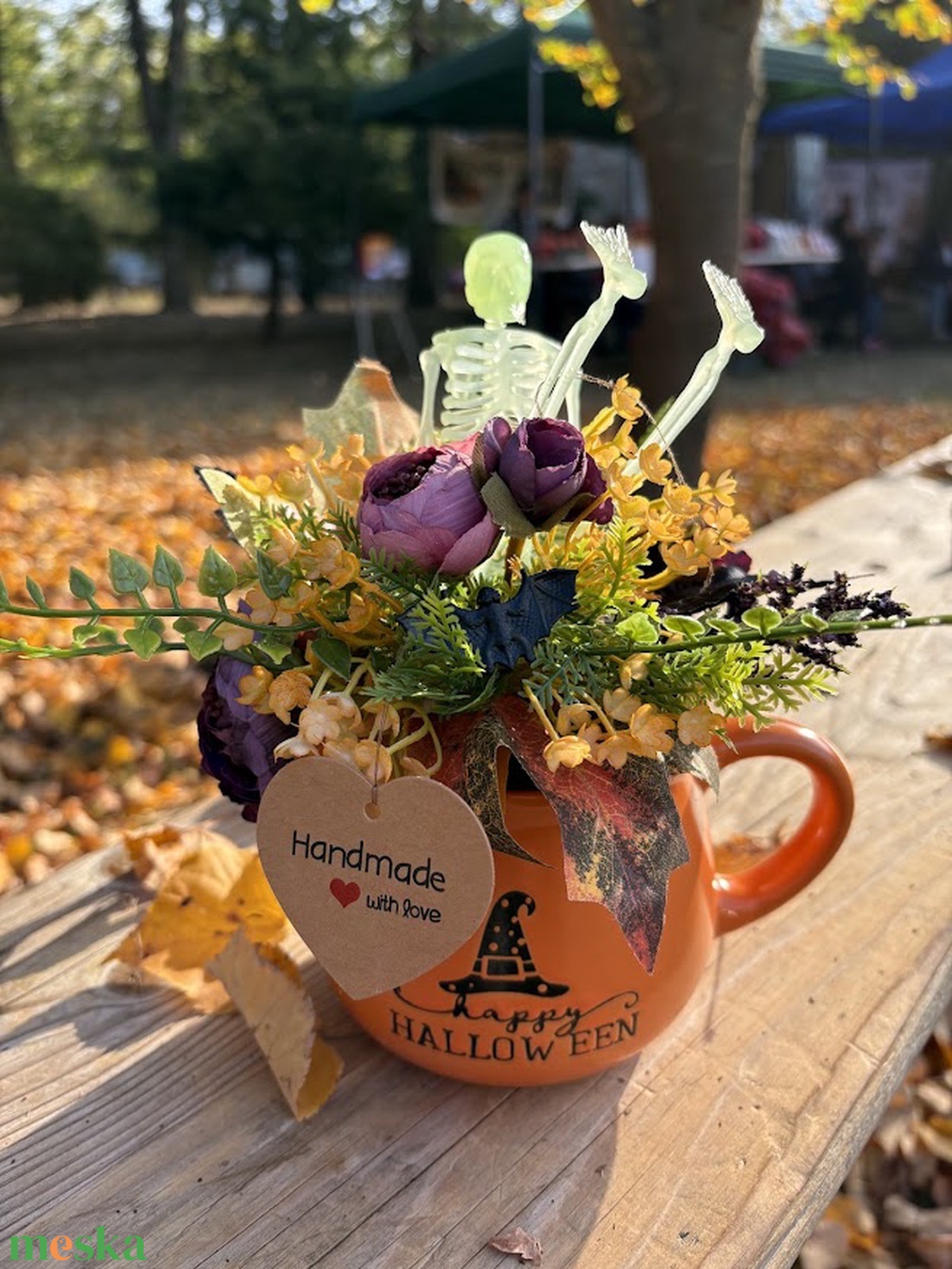 Halloween-i asztaldísz - őszi színek és hátborzongató részletek �� - otthon & életmód - dekoráció - asztal és polc dekoráció - asztaldísz - Meska.hu