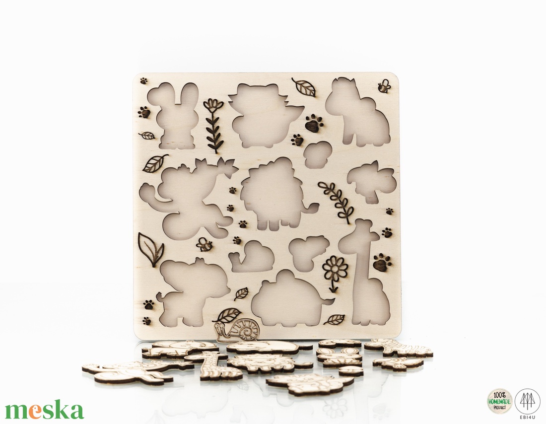 Állatos puzzle, készségfejlesztő játék - játék & sport - készségfejlesztő és logikai játék - logikai játékok - Meska.hu
