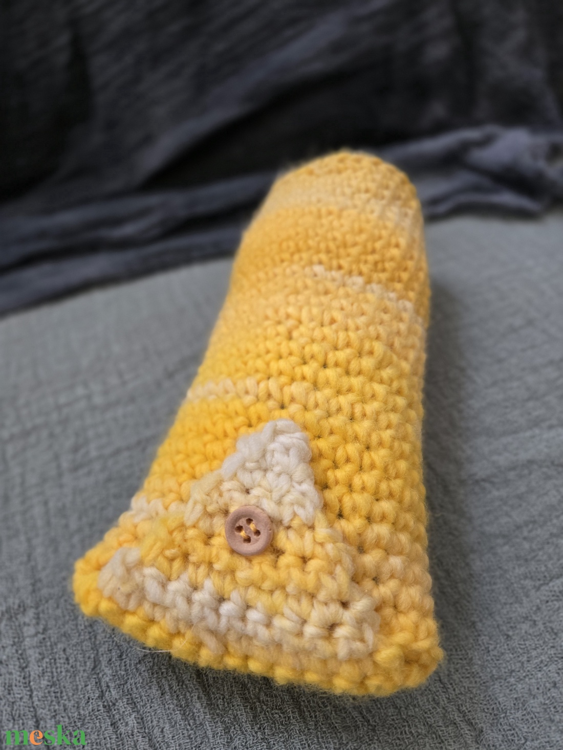 Horgolt ceruzatartó sárga - táska & tok - pénztárca & más tok - telefontok - Meska.hu