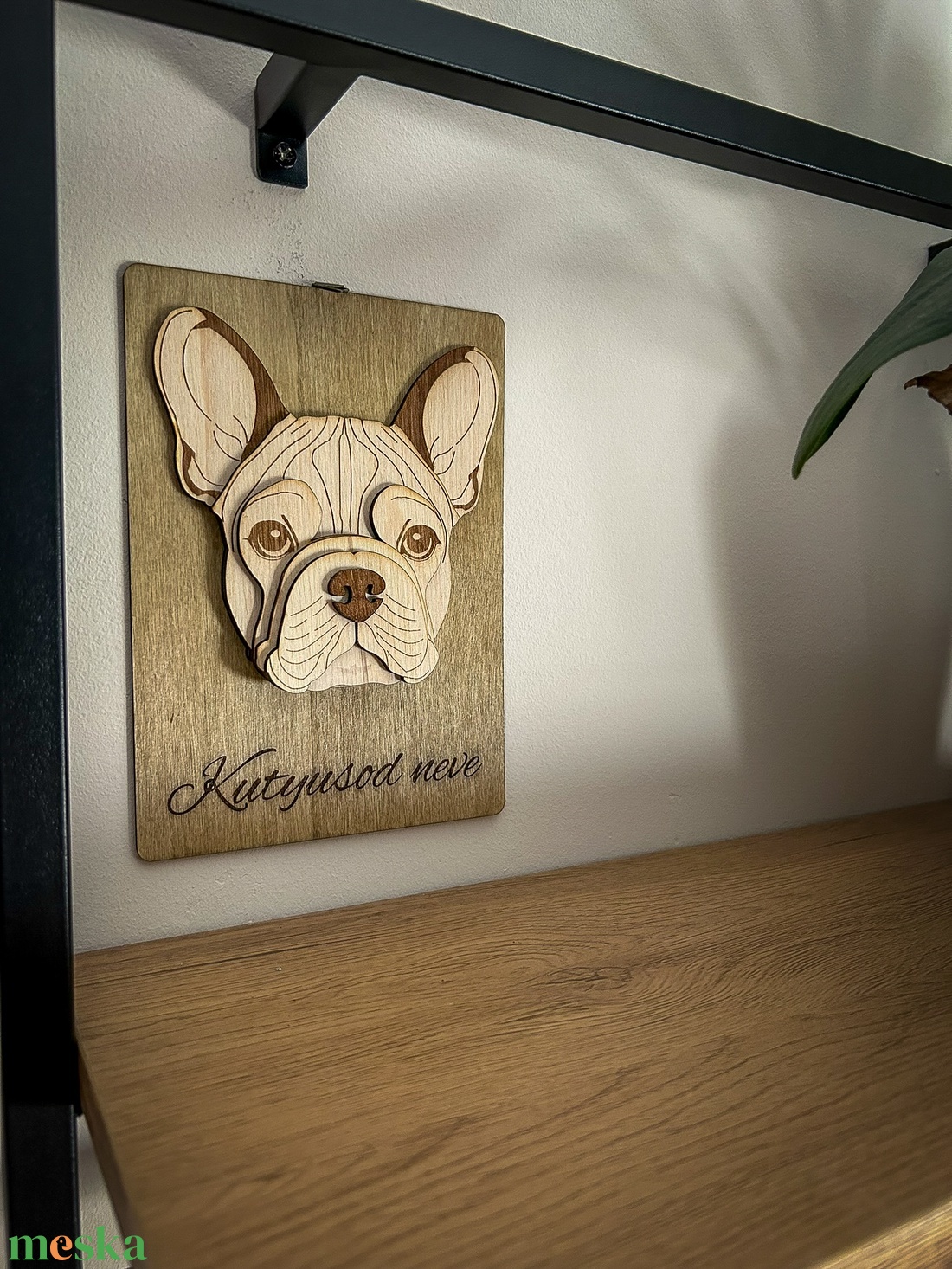 3D hatású lézervágott francia bulldog kutyaportré - otthon & életmód - dekoráció - kép & falikép - fából készült kép - Meska.hu