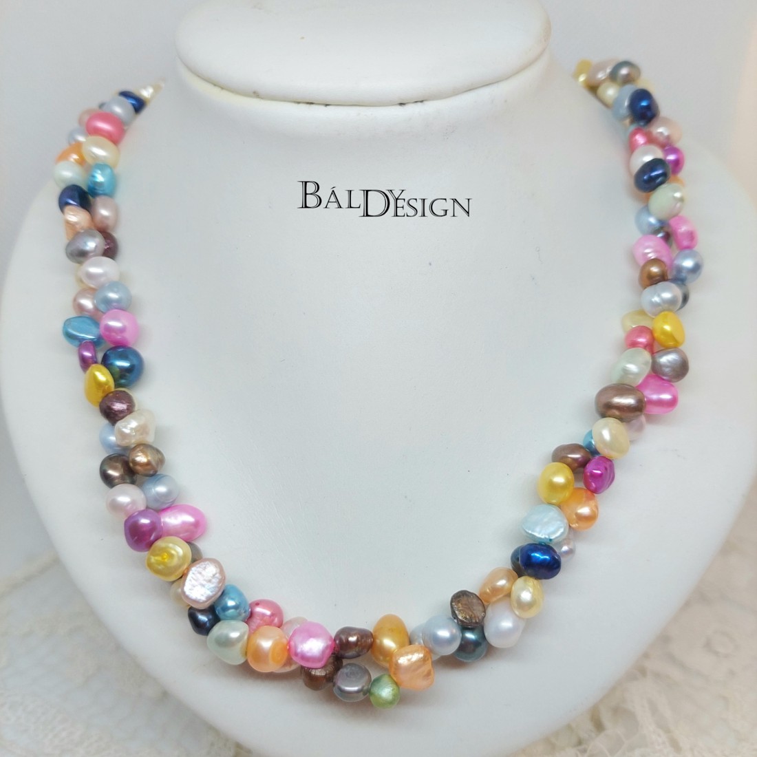 Színes 2soros gyöngysor - ékszer - nyaklánc - gyöngyös nyaklánc - Meska.hu