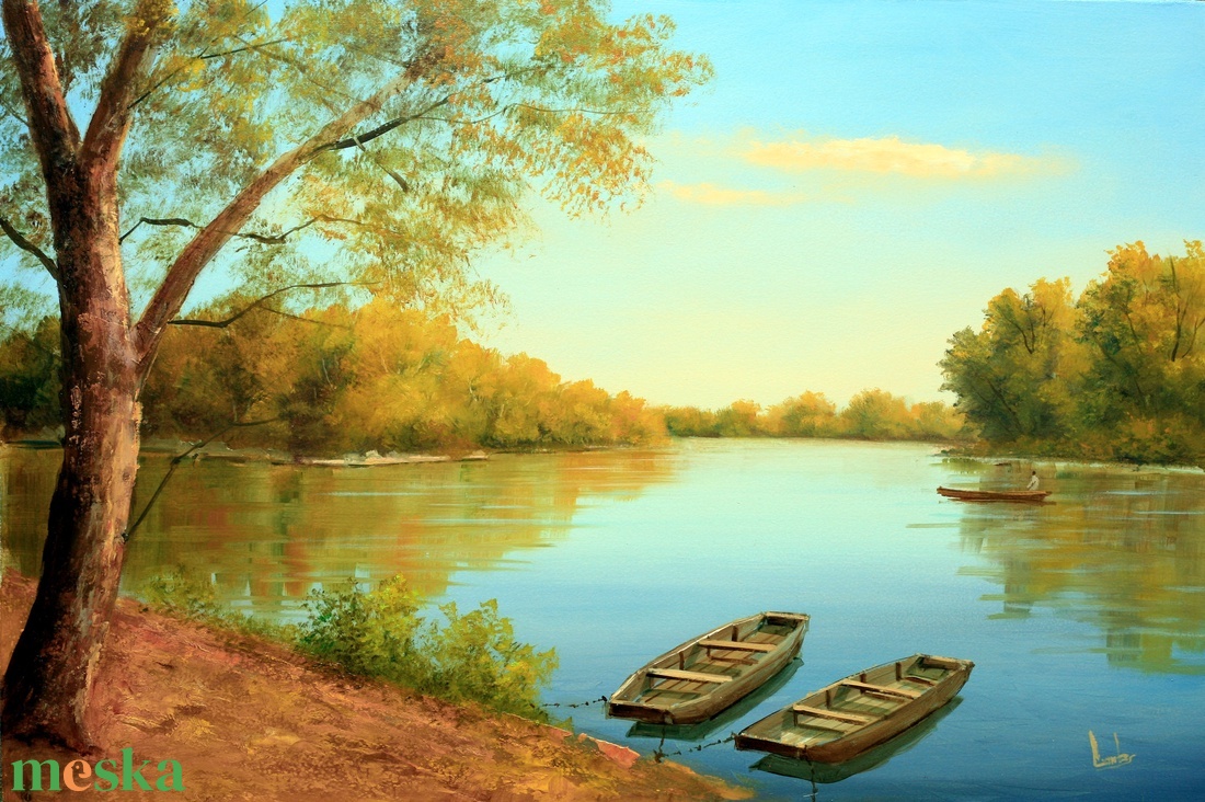 Lantos György: Ladikok a Tiszán 40x6 cm - művészet - festmény - olajfestmény - Meska.hu Lantos György: Ladikok a Tiszán 40x6 cm - művészet - festmény - olajfestmény - Meska.hu