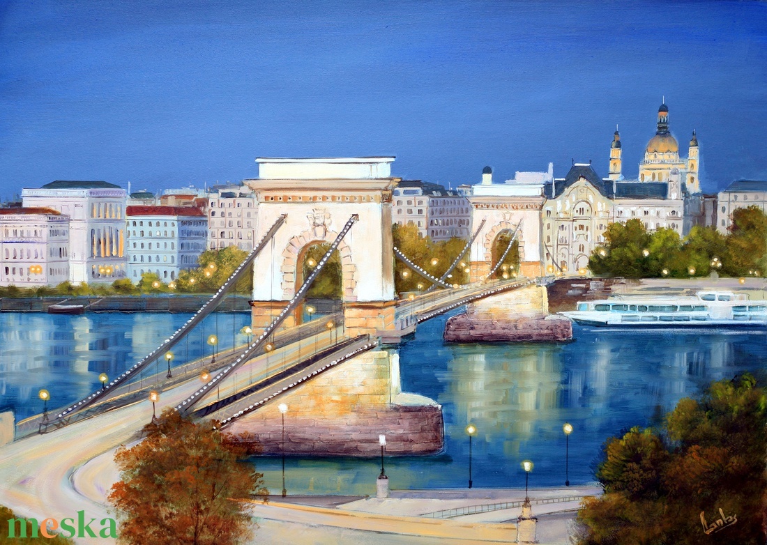 Lantos György: Este a Lánchídnál 50x70 cm - művészet - festmény - olajfestmény - Meska.hu Lantos György: Este a Lánchídnál 50x70 cm - művészet - festmény - olajfestmény - Meska.hu
