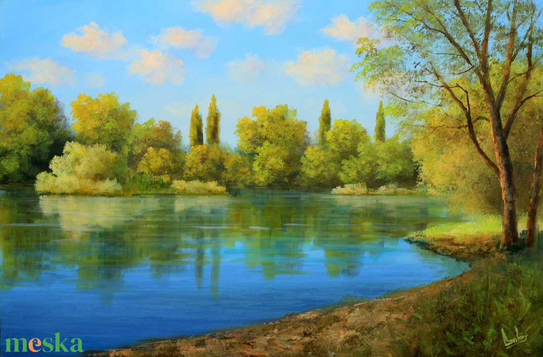 Lantos György: Helemba tó 40x60 cm - művészet - festmény - olajfestmény - Meska.hu