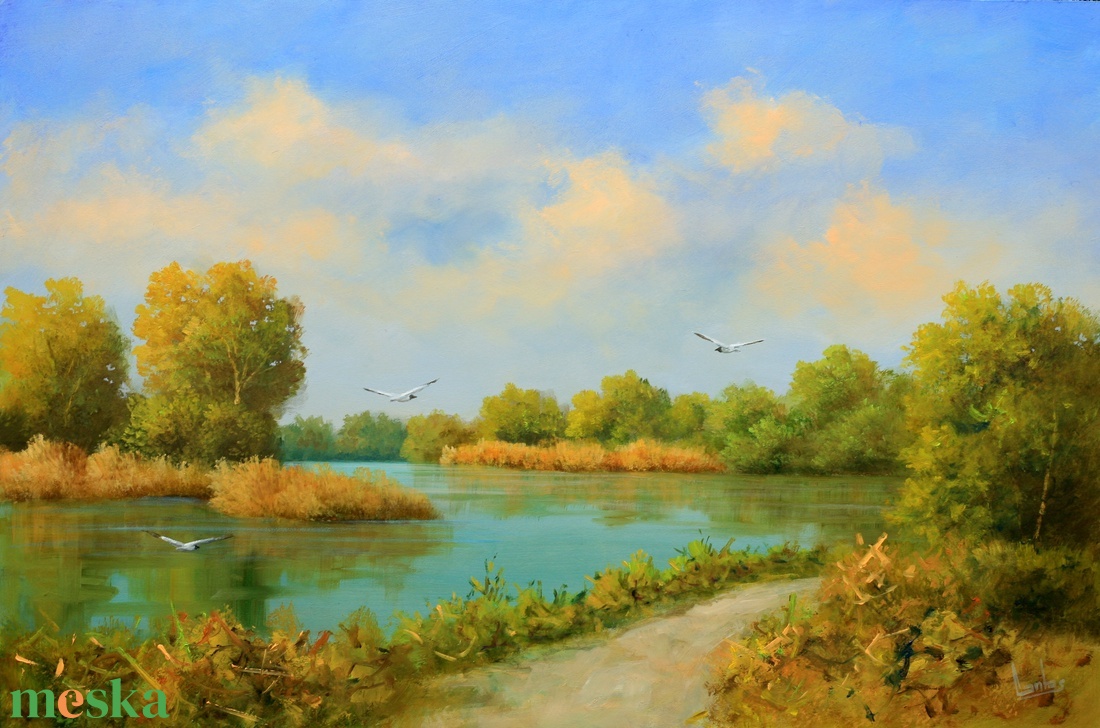 Lantos György: Szigetközi Duna ágak - művészet - festmény - olajfestmény - Meska.hu