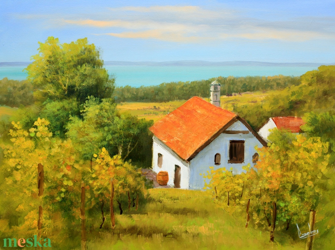 Lantos György: Balatonfelvidéki pince  - művészet - festmény - olajfestmény - Meska.hu