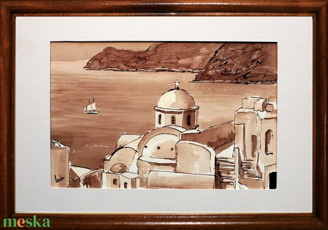 Lantos György: Santorini - művészet - grafika & illusztráció - tus - Meska.hu