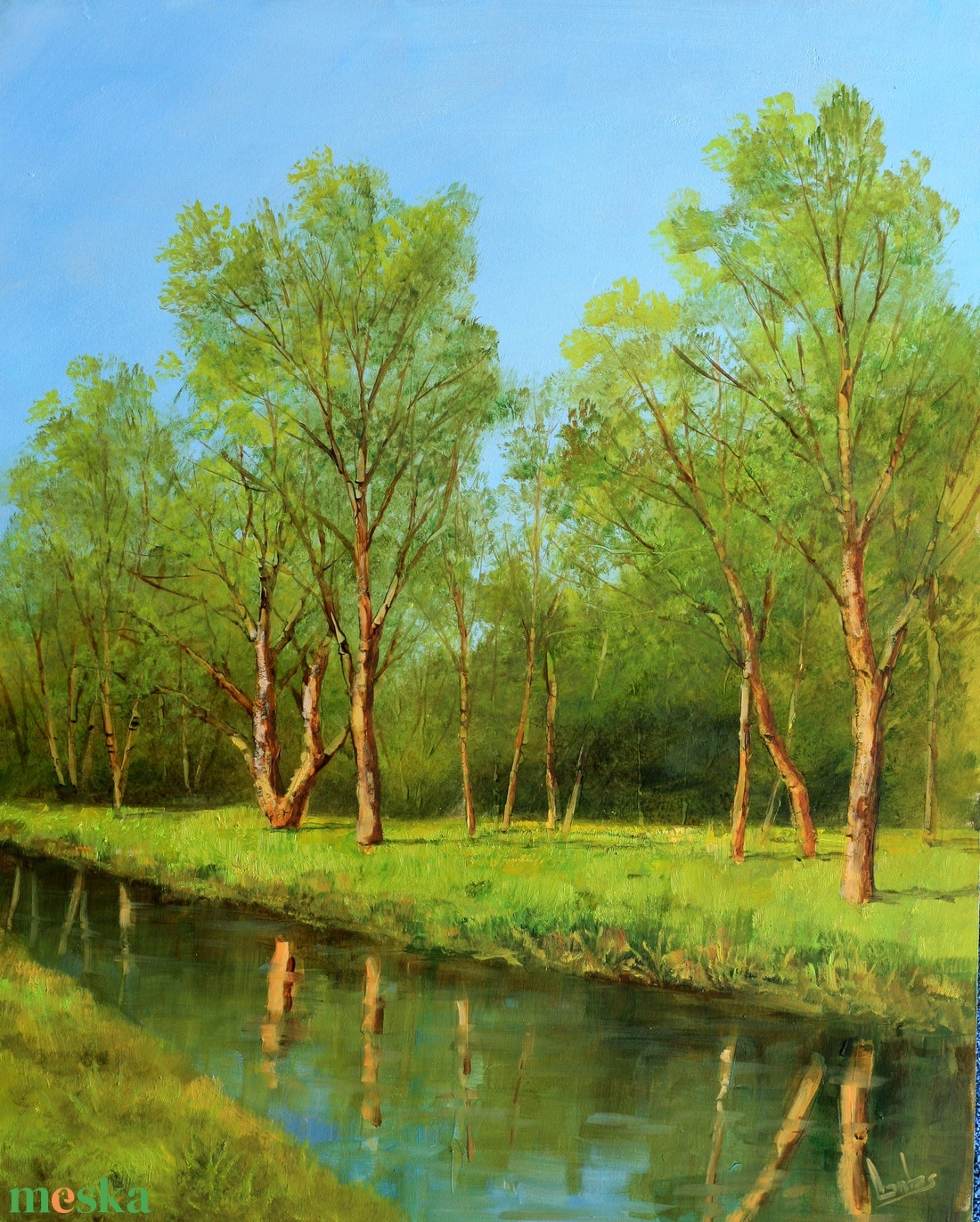 Lantos György: Vízparti liget  - művészet - festmény - olajfestmény - Meska.hu