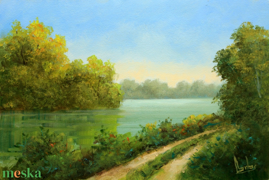 Lantos György: Reggel Szigetközben - művészet - festmény - olajfestmény - Meska.hu