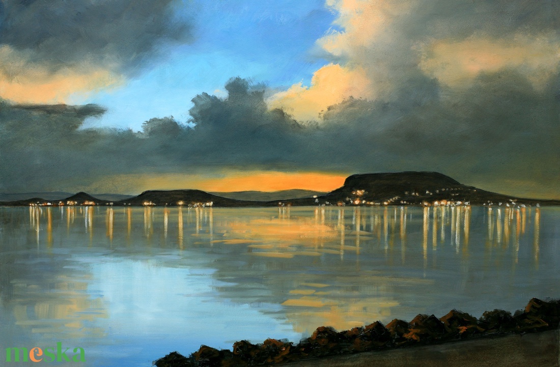 Lantos György: Viharfelhők a Balatonnál  - művészet - festmény - olajfestmény - Meska.hu