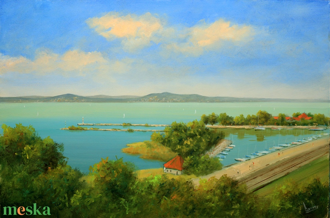 Lantos György: Kikötő Fonyódon  - művészet - festmény - olajfestmény - Meska.hu