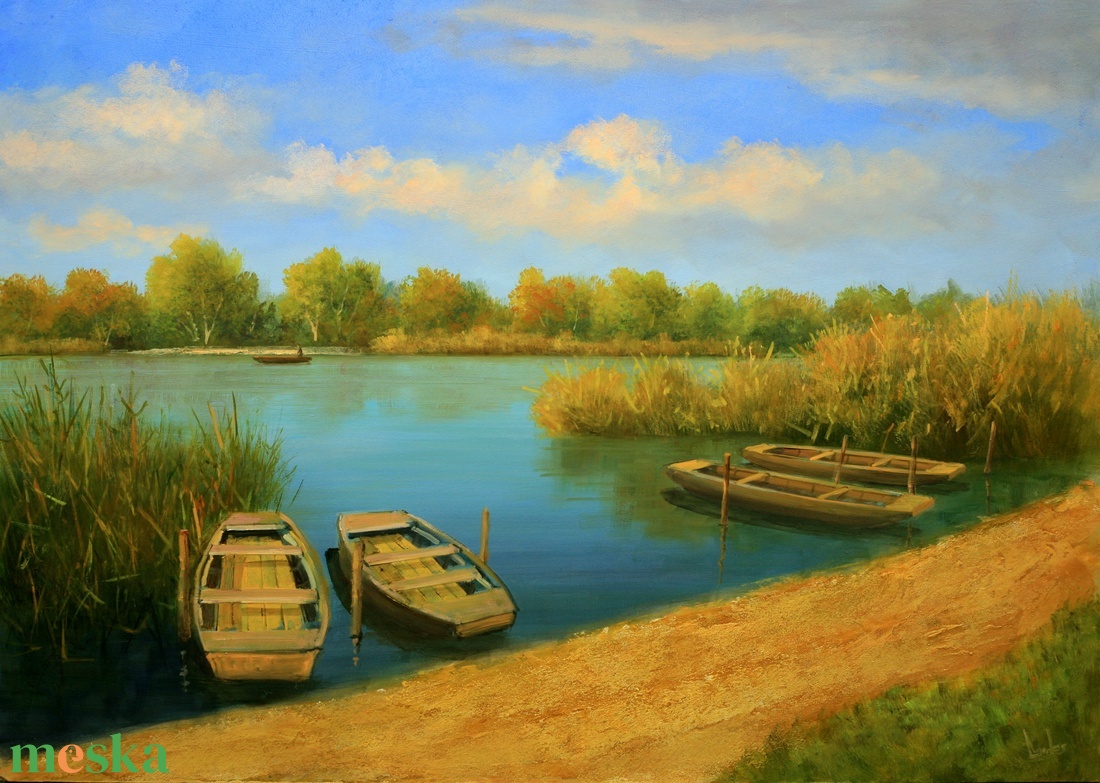 Lantos György: Ladikok  - művészet - festmény - olajfestmény - Meska.hu