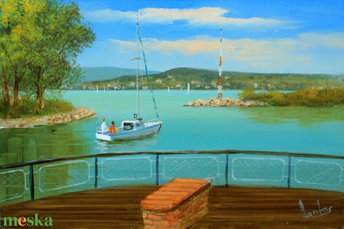 Lantos György: Boglári kikötő - művészet - festmény - olajfestmény - Meska.hu
