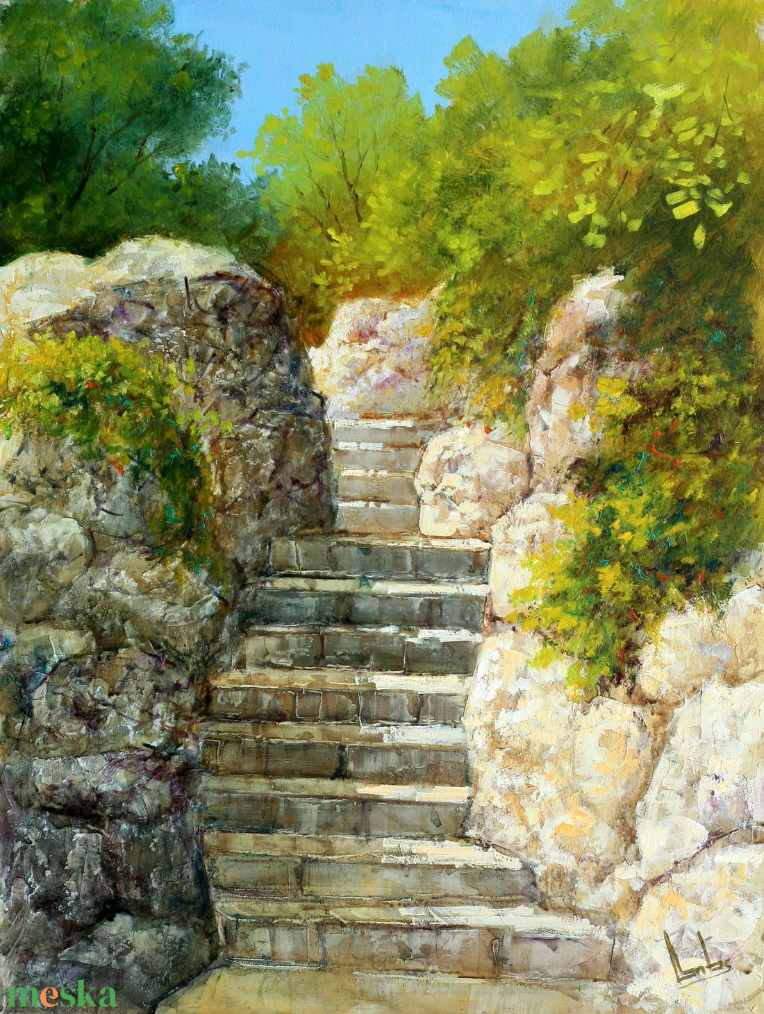 Lantos György: Lépcsők 40x30 - művészet - festmény - olajfestmény - Meska.hu