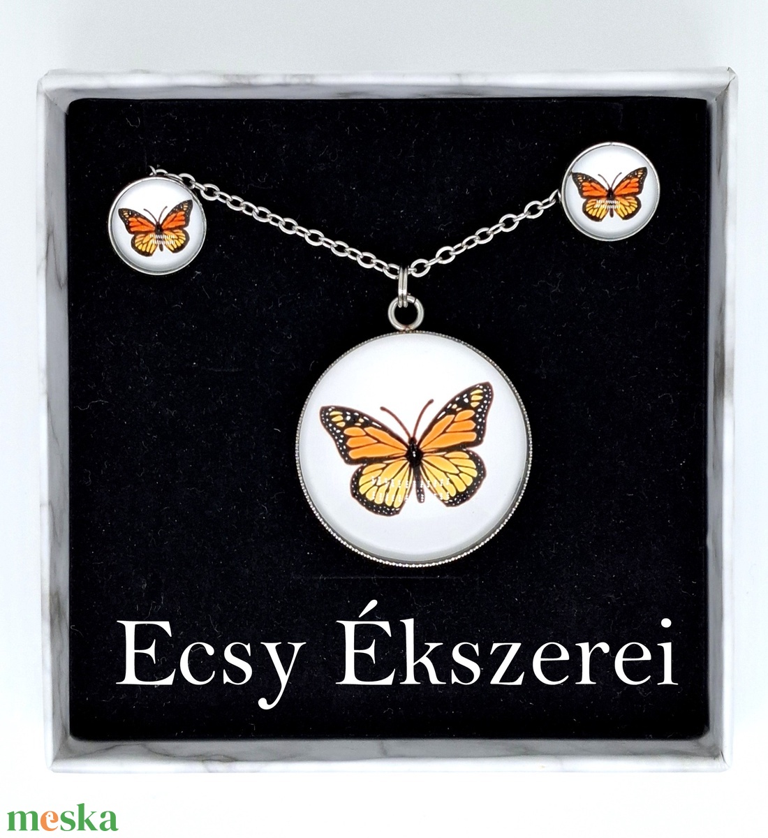 Üveglencsés szett, lepkés - ékszer - ékszerszett - Meska.hu Üveglencsés szett, lepkés - ékszer - ékszerszett - Meska.hu