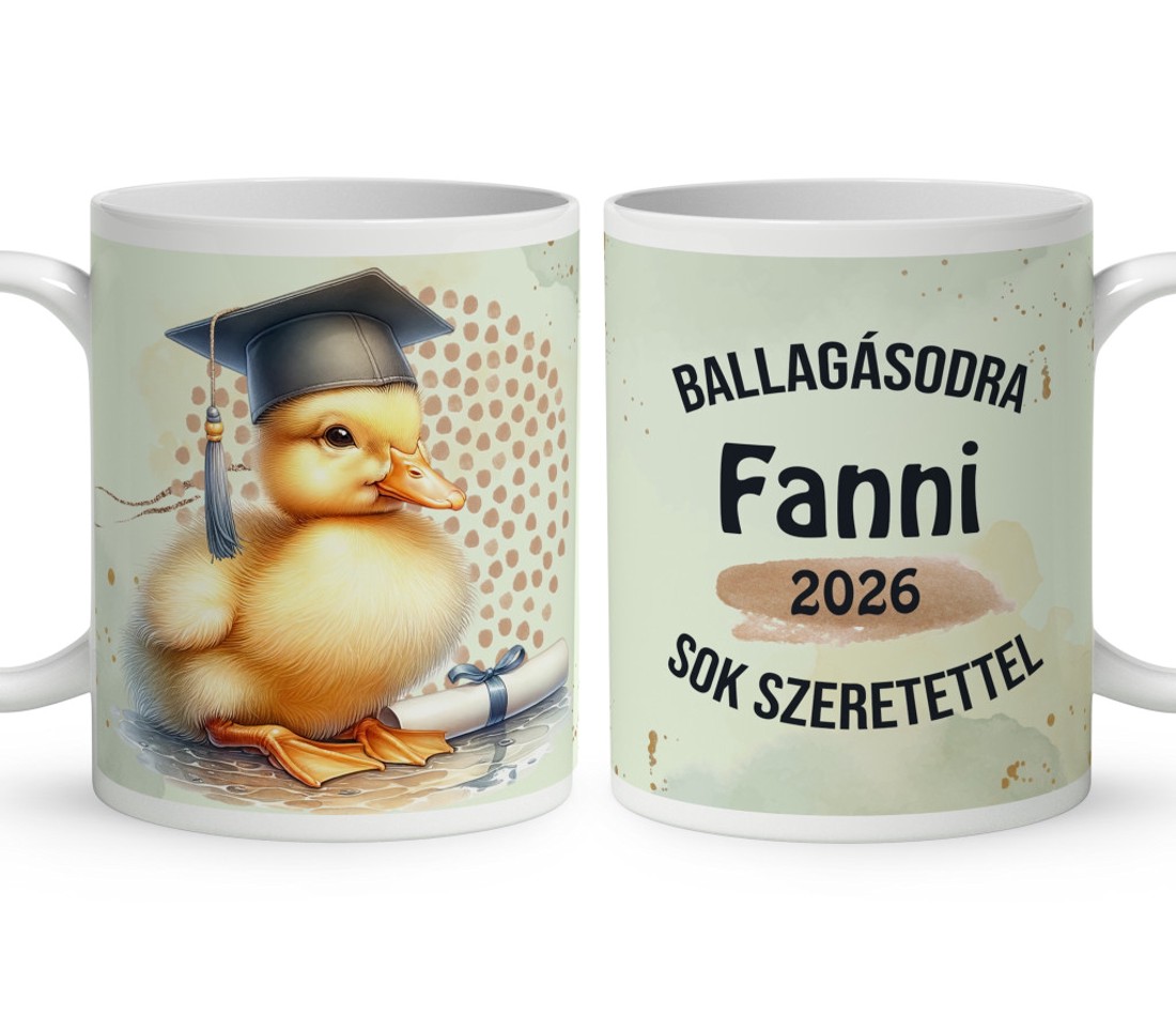 Névvel kérhető Kacsa - 2026 évi Ballagásra mintás bögre - otthon & életmód - konyhafelszerelés, tálalás - tálalás - bögre & csésze - Meska.hu