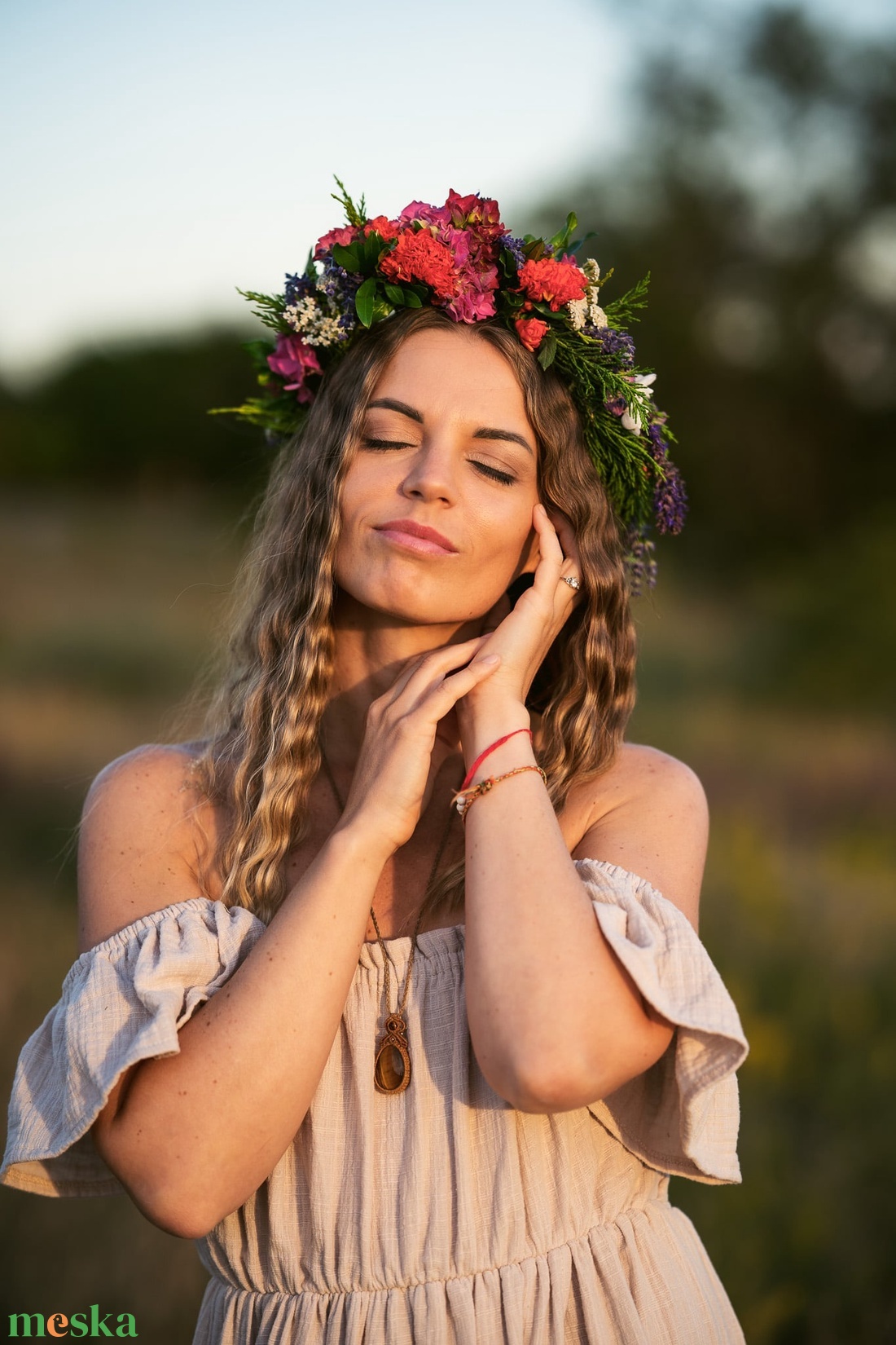 Bézs duplagéz pamut ruha, Goddess ruha - ruha & divat - női ruha - kismamaruha - Meska.hu
