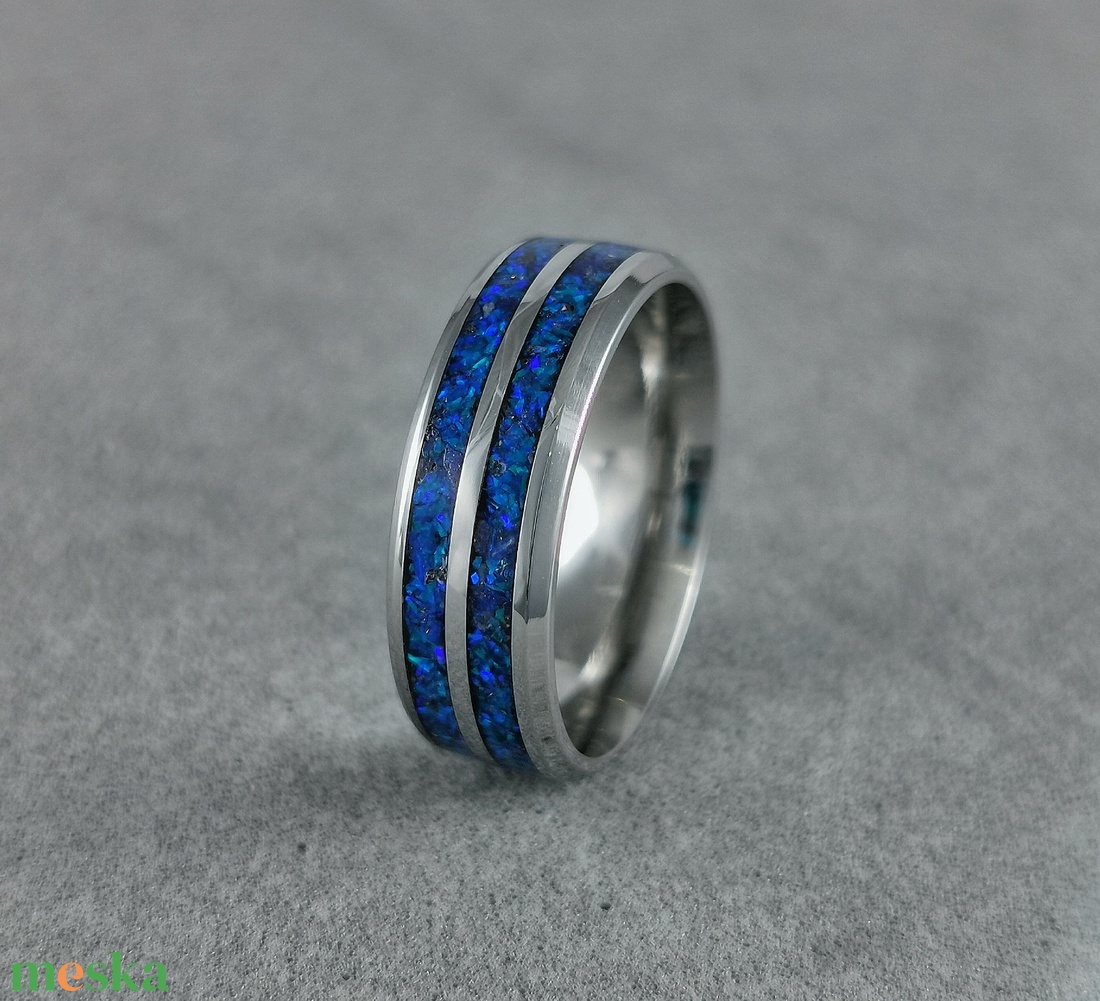 Nemesacél Gyűrű Lapis Lazuli, Kék Opállal. Vízálló, Karcálló, Anti-Allergén, Egyedi Megrendelésre! - esküvő - ékszer - karikagyűrű - Meska.hu Nemesacél Gyűrű Lapis Lazuli, Kék Opállal. Vízálló, Karcálló, Anti-Allergén, Egyedi Megrendelésre! - esküvő - ékszer - karikagyűrű - Meska.hu