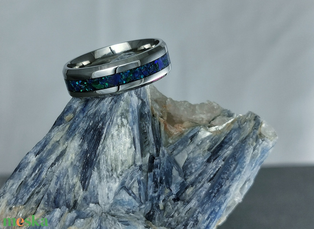 Nemesacél Gyűrű Malachit, Lapis Lazuli, Krizokolla Kék Opállal. Vízálló, Karcálló, Anti-Allergén, Egyedi Megrendelésre! - ékszer - gyűrű - kerek gyűrű - Meska.hu