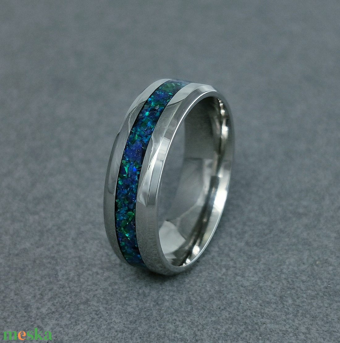 Nemesacél Gyűrű Malachit, Lapis Lazuli, Krizokolla Kék Opállal. Vízálló, Karcálló, Anti-Allergén, Egyedi Megrendelésre! - ékszer - gyűrű - kerek gyűrű - Meska.hu