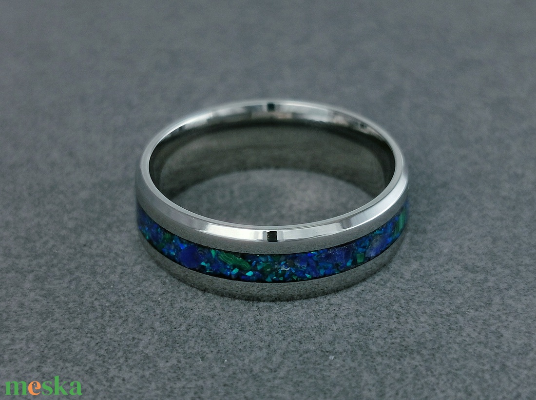 Nemesacél Gyűrű Malachit, Lapis Lazuli, Krizokolla Kék Opállal. Vízálló, Karcálló, Anti-Allergén, Egyedi Megrendelésre! - ékszer - gyűrű - kerek gyűrű - Meska.hu