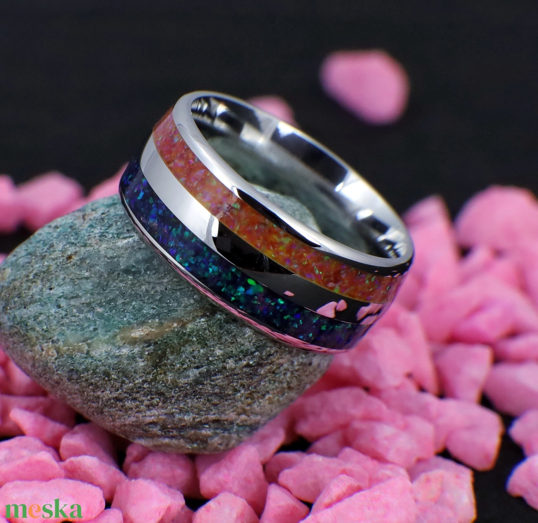Nemesacél Gyűrű Különféle Opálokkal. Vízálló, Karcálló, Anti-Allergén, Egyedi Megrendelésre! - ékszer - gyűrű - kerek gyűrű - Meska.hu