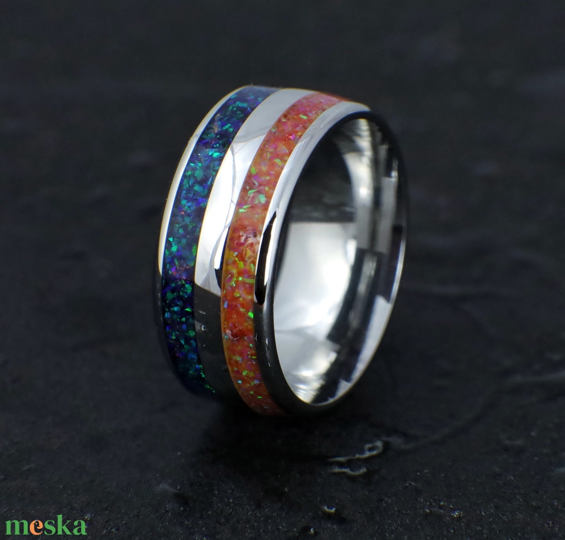 Nemesacél Gyűrű Különféle Opálokkal. Vízálló, Karcálló, Anti-Allergén, Egyedi Megrendelésre! - ékszer - gyűrű - kerek gyűrű - Meska.hu