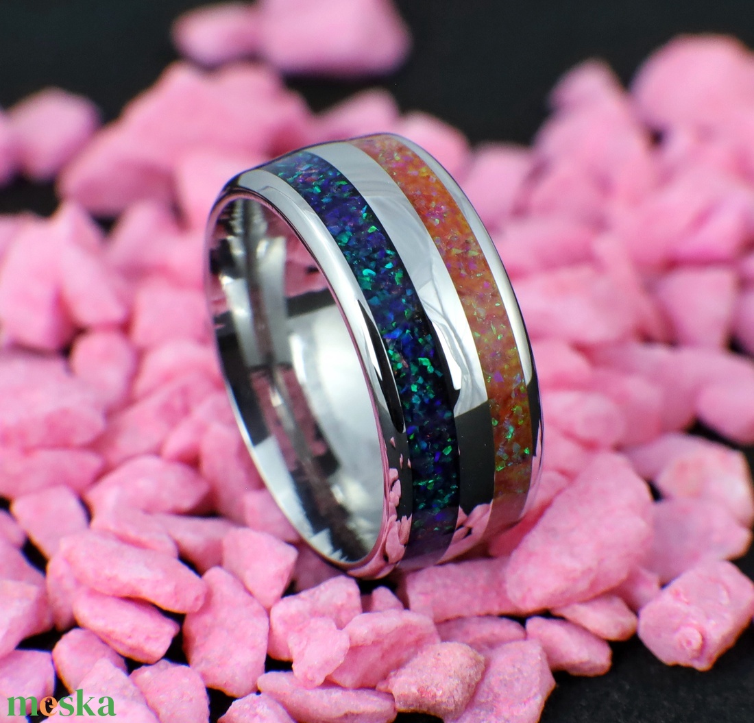 Nemesacél Gyűrű Különféle Opálokkal. Vízálló, Karcálló, Anti-Allergén, Egyedi Megrendelésre! - ékszer - gyűrű - kerek gyűrű - Meska.hu