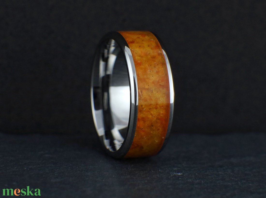 Nemesacél Gyűrű Borostyán Ásvánnyal. Vízálló, Karcálló, Anti-Allergén, Egyedi Megrendelésre! - ékszer - gyűrű - kerek gyűrű - Meska.hu