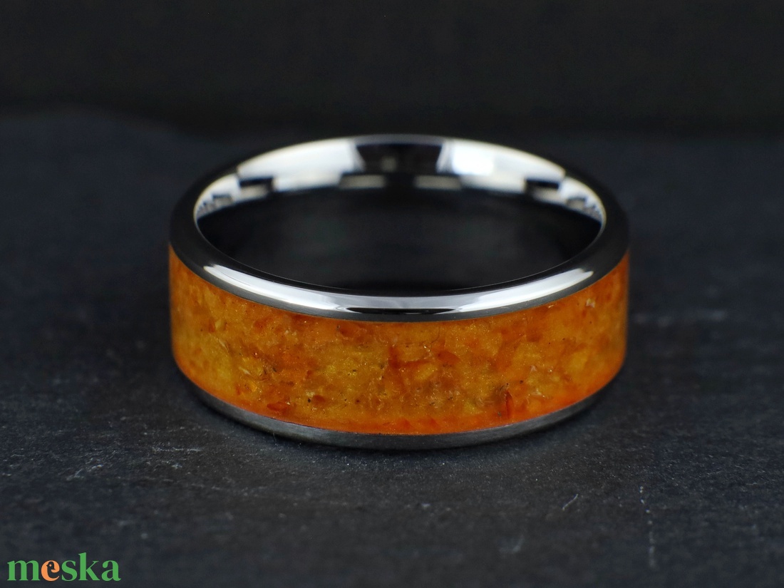 Nemesacél Gyűrű Borostyán Ásvánnyal. Vízálló, Karcálló, Anti-Allergén, Egyedi Megrendelésre! - ékszer - gyűrű - kerek gyűrű - Meska.hu