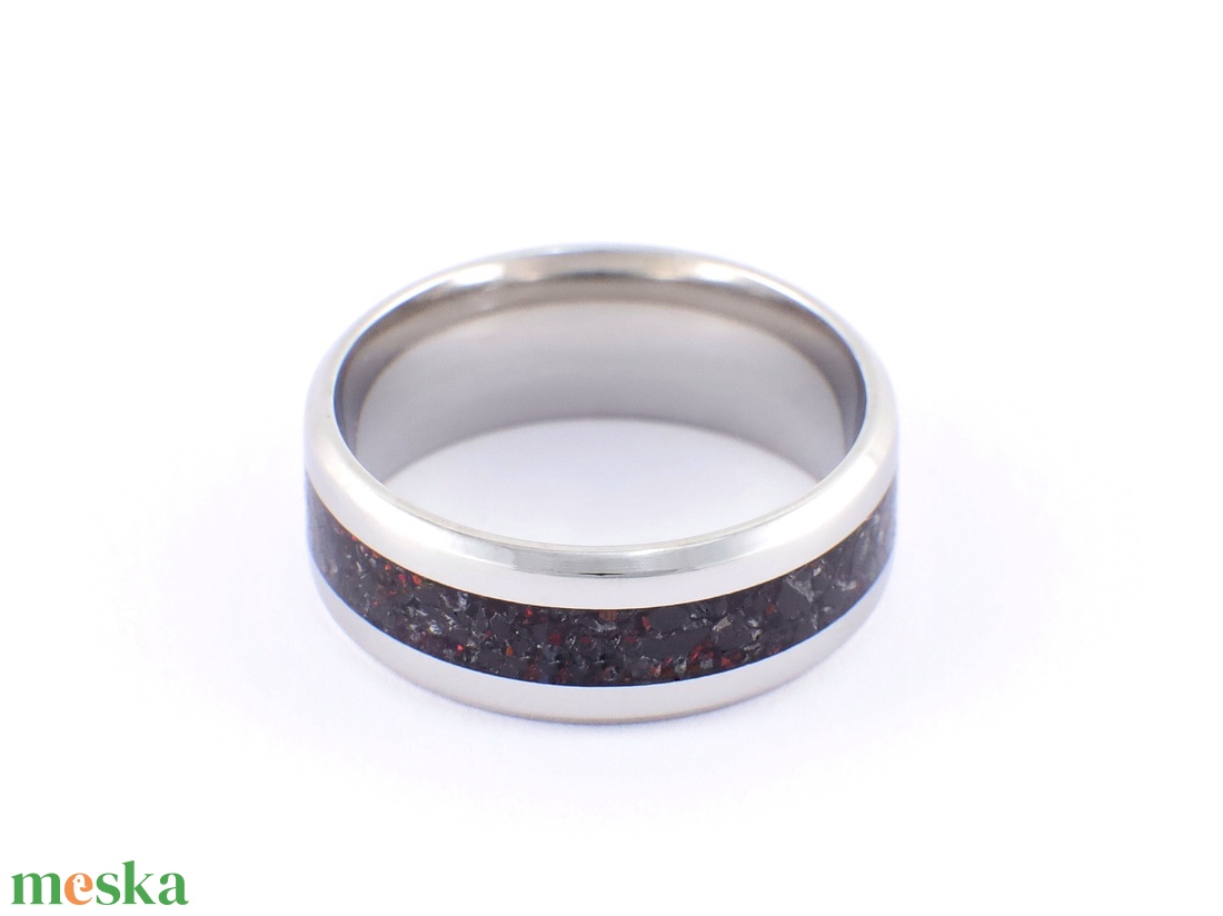 Nemesacél Gyűrű Turmalin Ásvánnyal, Fekete Tűz Opállal. Vízálló, Karcálló, Anti-Allergén - ékszer - gyűrű - kerek gyűrű - Meska.hu
