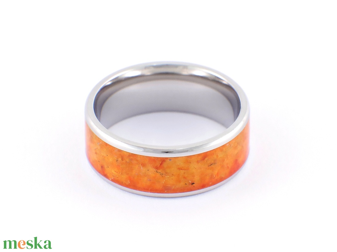 Nemesacél Gyűrű Borostyán Ásvánnyal. Vízálló, Karcálló, Anti-Allergén, Egyedi Megrendelésre! - ékszer - gyűrű - kerek gyűrű - Meska.hu