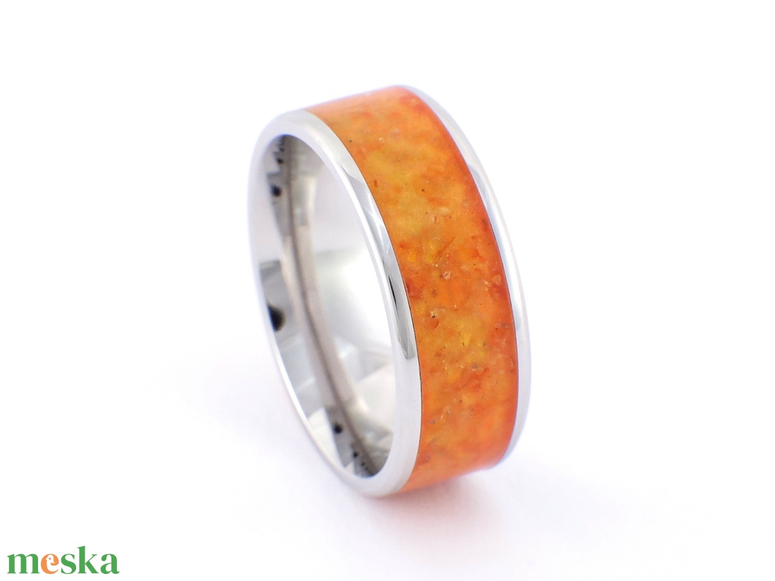 Nemesacél Gyűrű Borostyán Ásvánnyal. Vízálló, Karcálló, Anti-Allergén, Egyedi Megrendelésre! - ékszer - gyűrű - kerek gyűrű - Meska.hu