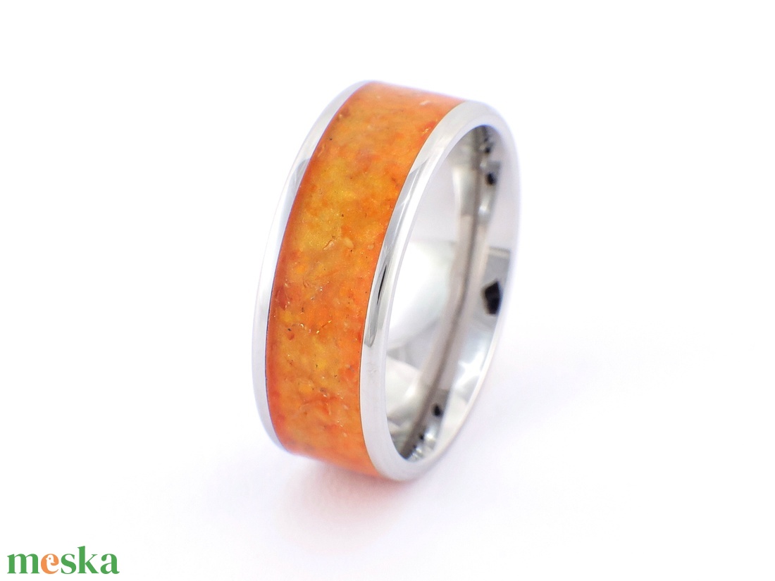 Nemesacél Gyűrű Borostyán Ásvánnyal. Vízálló, Karcálló, Anti-Allergén, Egyedi Megrendelésre! - ékszer - gyűrű - kerek gyűrű - Meska.hu