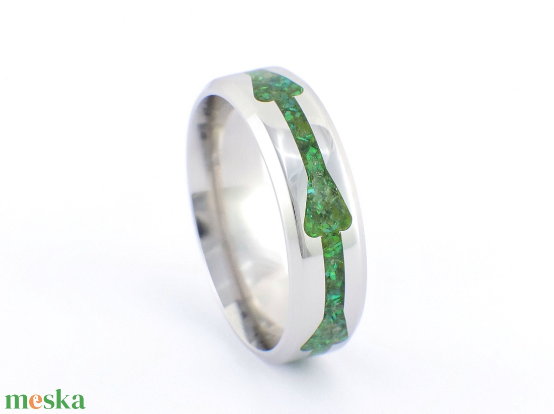 Nemesacél Gyűrű Peridottal, Klorittal, Zöld Opállal. Vízálló, Karcálló, Anti-Allergén, Egyedi Megrendelésre! - ékszer - gyűrű - kerek gyűrű - Meska.hu
