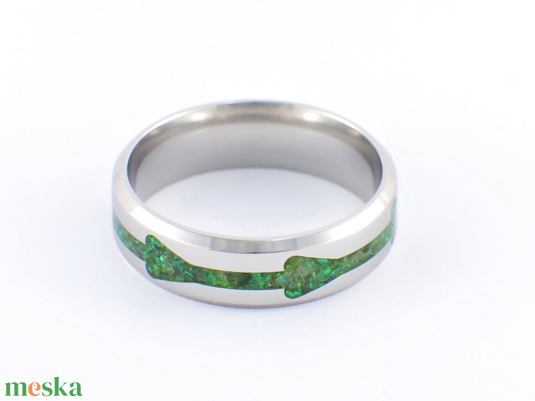 Nemesacél Gyűrű Peridottal, Klorittal, Zöld Opállal. Vízálló, Karcálló, Anti-Allergén, Egyedi Megrendelésre! - ékszer - gyűrű - kerek gyűrű - Meska.hu