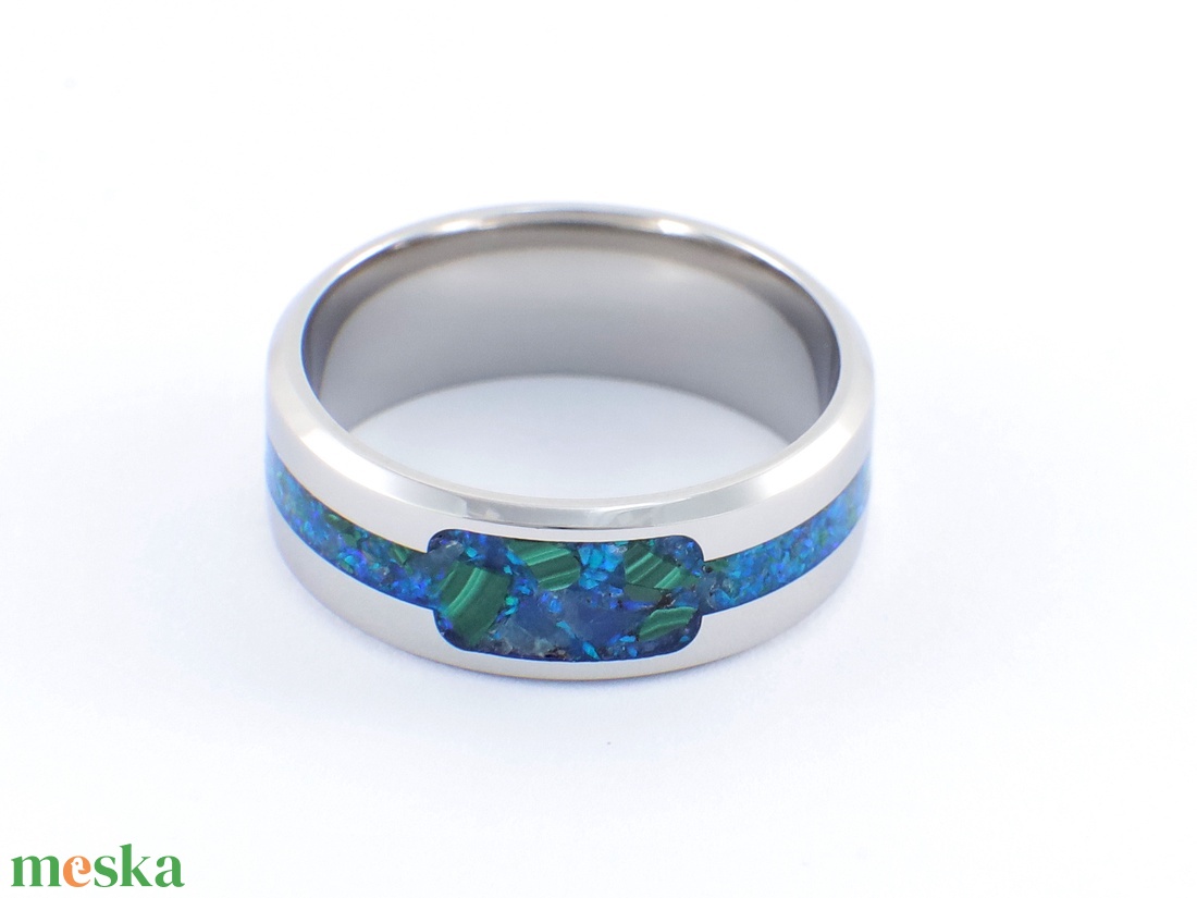 Nemesacél Gyűrű Malachite, Kék Achát Ásványokkal És Kék Opállal. Vízálló, Karcálló, Anti-Allergén, Egyedi Megrendelésre! - ékszer - gyűrű - kerek gyűrű - Meska.hu