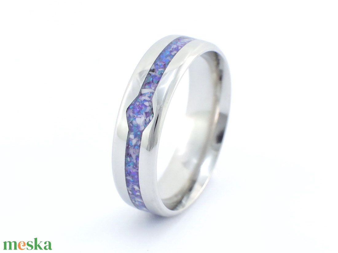 Nemesacél Gyűrű Magnezittel És Levendula Opállal. Vízálló, Karcálló, Anti-Allergén, Egyedi Megrendelésre! - ékszer - gyűrű - kerek gyűrű - Meska.hu