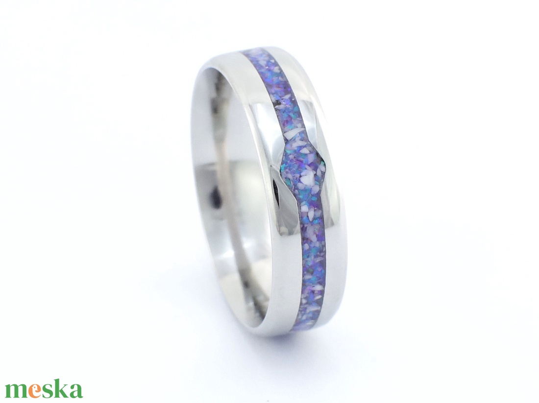 Nemesacél Gyűrű Magnezittel És Levendula Opállal. Vízálló, Karcálló, Anti-Allergén, Egyedi Megrendelésre! - ékszer - gyűrű - kerek gyűrű - Meska.hu