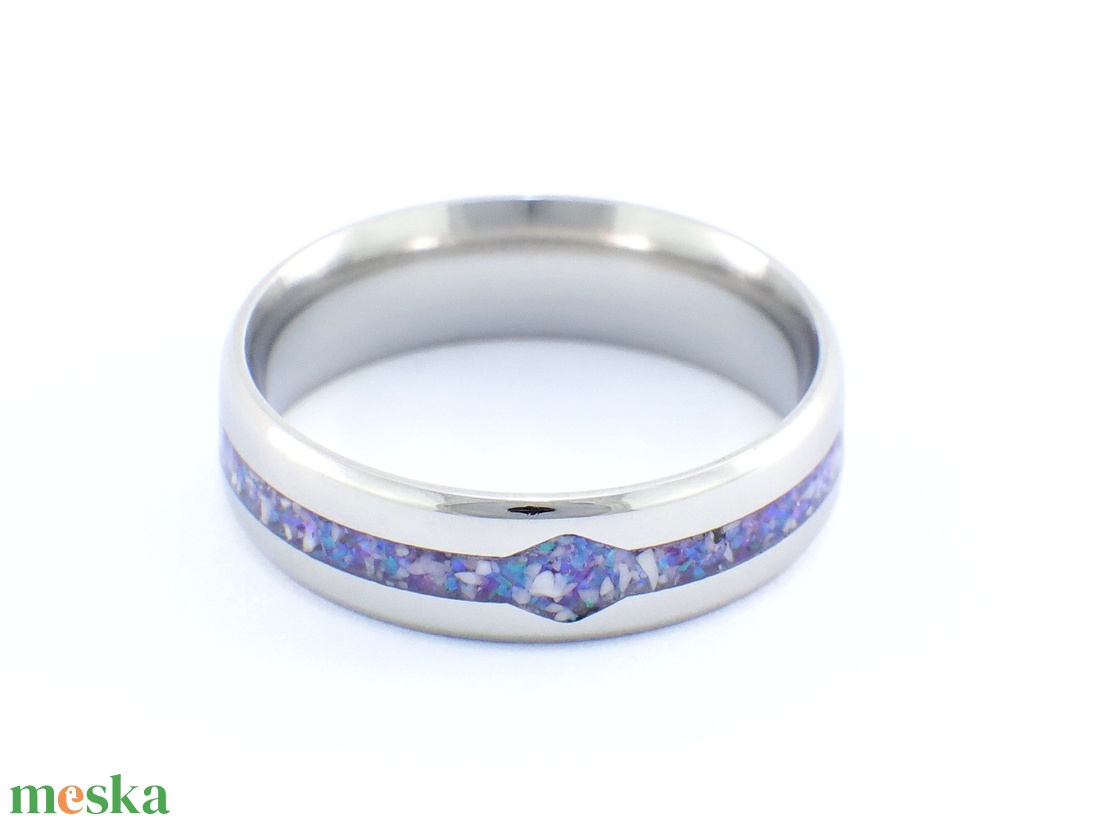 Nemesacél Gyűrű Magnezittel És Levendula Opállal. Vízálló, Karcálló, Anti-Allergén, Egyedi Megrendelésre! - ékszer - gyűrű - kerek gyűrű - Meska.hu